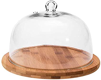Wooden Cake Stand With Dome in Glass - All About Baking